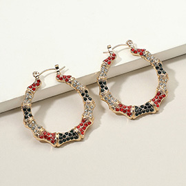 Rhinestone Pave Bamboo Pin Catch Earrings