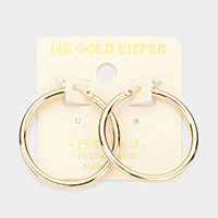 14K Gold Dipped Metal Pin Catch Hoop Earrings