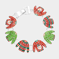 Enamel Christmas Sweater Link Magnetic Bracelet