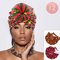 12PCS - Striped Bumble Bee Printed Turban Hats