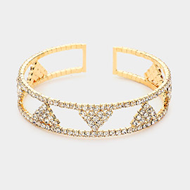 Triangle Rhinestone Pave Accented Cuff Bracelet