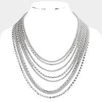 Multi Layered Chain Waterfall Bib Necklace