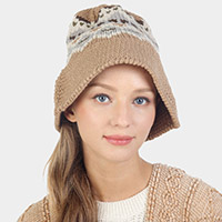 Nordic Pattern Knitted Bucket Hat