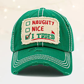 Naughty Nice I Tried Message Vintage Baseball Cap