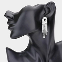 Stone Embellished Rhinestone Drop Fringe Evening Earrings