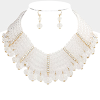 Stone Embellished Faceted Beaded Collar Necklace