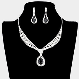 Rhinestone Pave Teardrop Collar Necklace