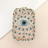 Rhinestone Paved Bling Evil Eye Clutch Bag