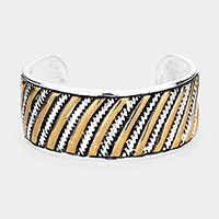 Oblique Lined Metal Cuff Bracelet