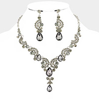 Teardrop Stone Accented Evening Necklace