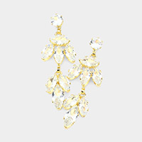 Marquise Stone Link Dangle Evening Earrings