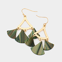 Fan Shaped Celluloid Acetate Link Dangle Earrings