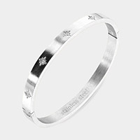 CZ Embellished Stainless Steel Bangle Evening Bracelet