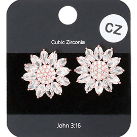 CZ Sunflower Stud Evening Earrings