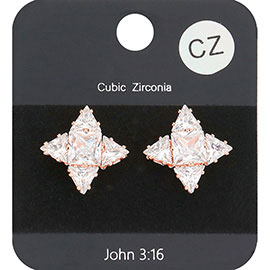 CZ Petal Stud Evening Earrings