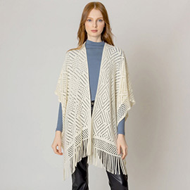 Cut Out Detailed Ruana Poncho