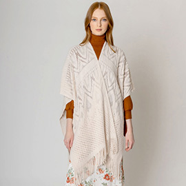 Cut Out Detailed Ruana Poncho