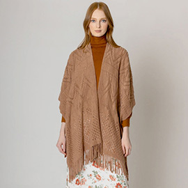 Cut Out Detailed Ruana Poncho