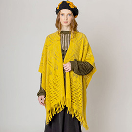 Cut Out Detailed Ruana Poncho