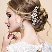 Flower Centered Leaf Cluster Hair Comb