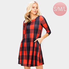 Christmas Plaid Check A-Line Dress