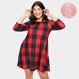 Christmas Plaid Check A-Line Dress