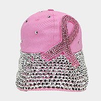 Bling Pink Ribbon Baseball Cap