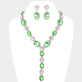 Glass Crystal Rhinestone Y Evening Necklace