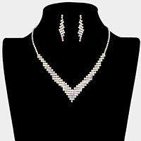 V Shaped Rhinestone Pave Necklace