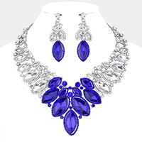 Marquise Stone Cluster Embellished Evening Necklace