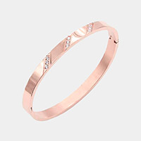 CZ Embellished Stainless Steel Bangle Evening Bracelet