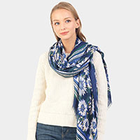 Autumn Sunflower Pattern Oblong Scarf