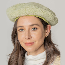 Solid Sherpa Beret Hat