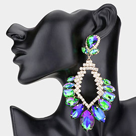 Multi Stone Cluster Statement Evening Earrings