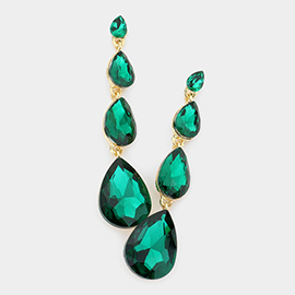 Teardrop Stone Link Dangle Evening Earrings