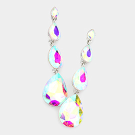 Teardrop Stone Link Dangle Evening Earrings