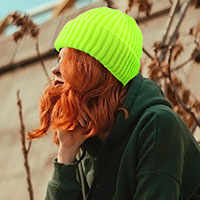 Ribbed Knit Cuffed Beanie Hat