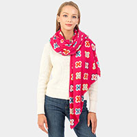 Multi Colored Quatrefoil Printed Oblong Scarf