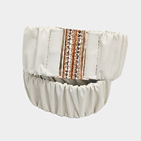 Solid Pleated Faux Leather Scrunch Stretch Elastic Belt