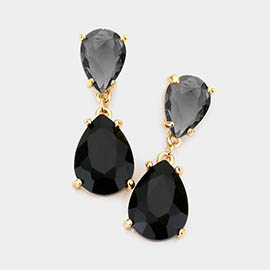 Double Teardrop Link Dangle Evening Earrings