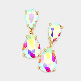 Double Teardrop Link Dangle Evening Earrings