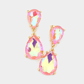 Double Teardrop Link Dangle Evening Earrings