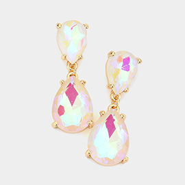 Double Teardrop Link Dangle Evening Earrings