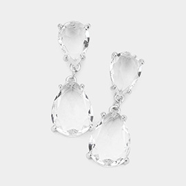 Double Teardrop Link Dangle Evening Earrings