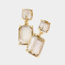 Square Rectangle Link Dangle Evening Earrings