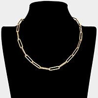 Open Metal Oval Link Necklace