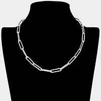 Open Metal Oval Link Necklace