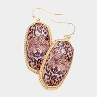 Tiger Hexagon Dangle Earrings