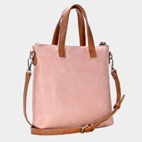 Solid Faux Leather Tote / Crossbody Bag