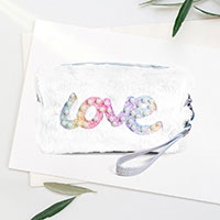 LOVE Message Soft Faux Fur Pouch Bag